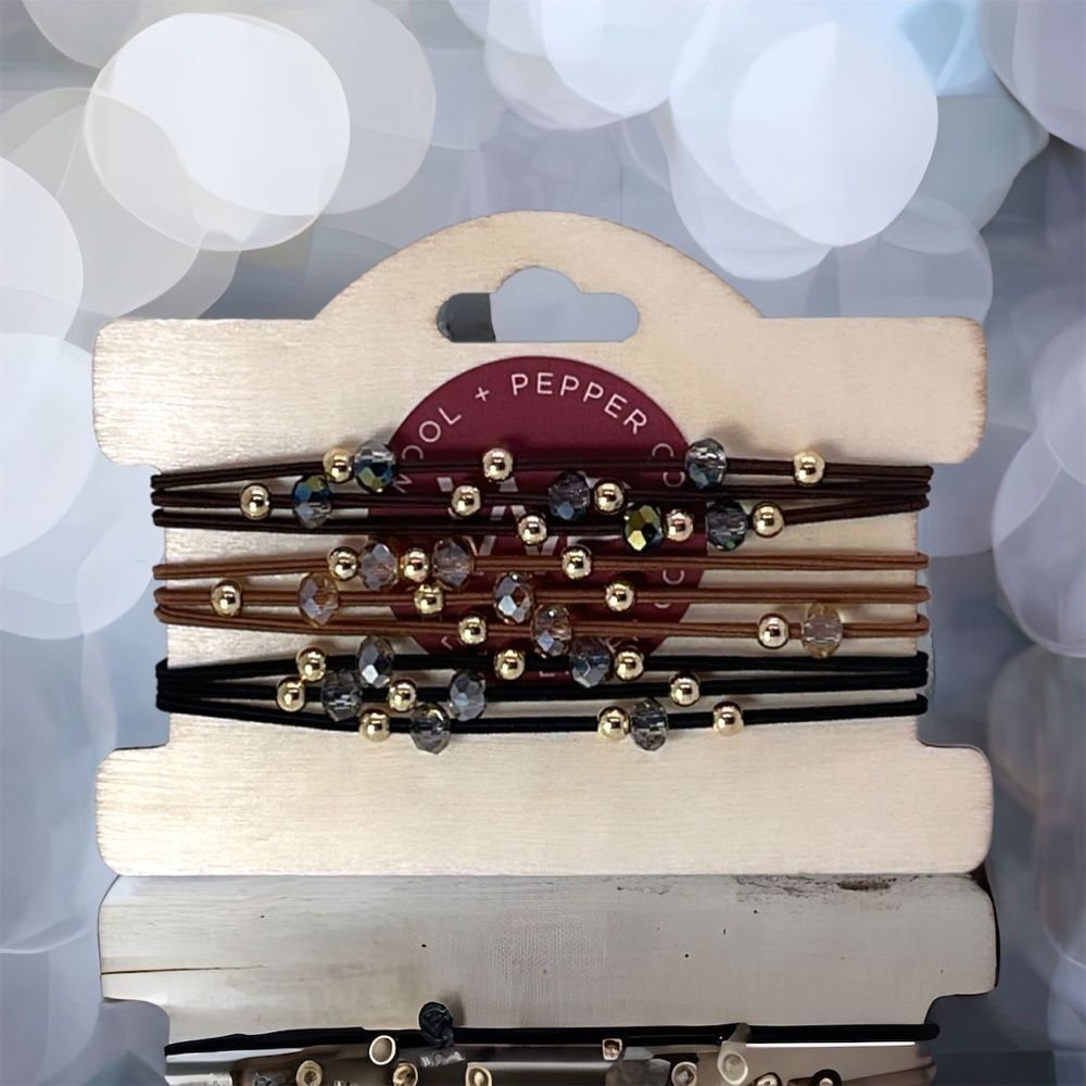 NWT Wool + Pepper Co. Stackable Hair Tie Bracelets (3 bracelet set)